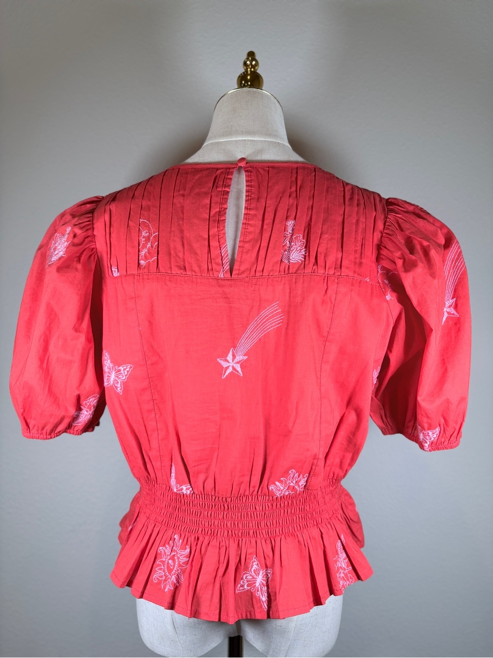 NWT Ciebon Allisa Embroidered Cotton Peplum Top Size Large - Picture 5 of 13
